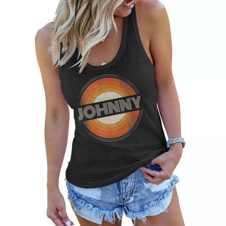 Graphic Tee First Name Johnny Retro Personalized Vintage Women Flowy Tank