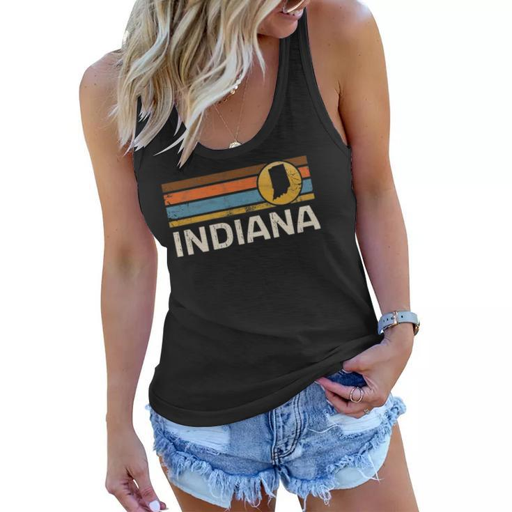 Graphic Tee Indiana Us State Map Vintage Retro Stripes Women Flowy Tank