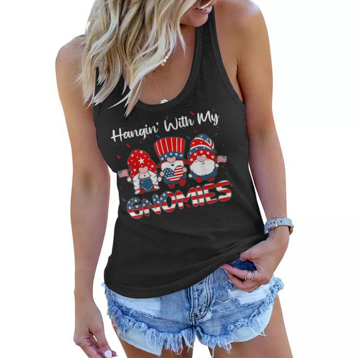 Hanging With My Gnomies Cute Patriotic 4Th Of July Gnome  Women Flowy Tank