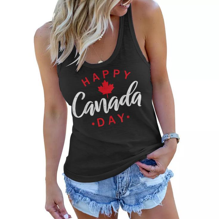 Happy Canada Day  Funny Maple Leaf Canadian Flag Kids  Women Flowy Tank