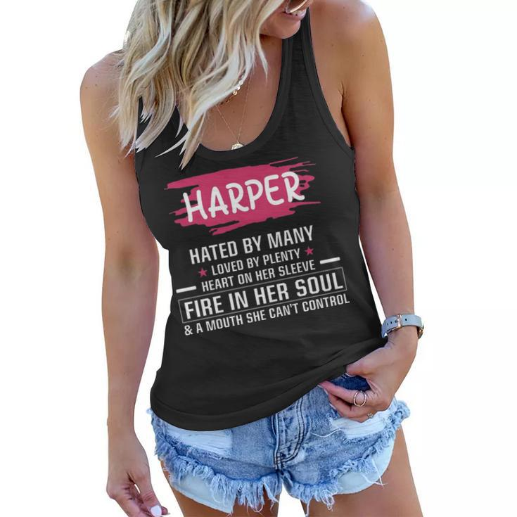 Harper Name Gift   Harper Hated By Many Loved By Plenty Heart On Her Sleeve Women Flowy Tank