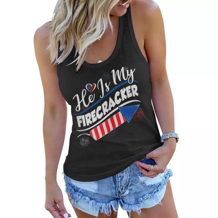 He Is My Firecracker 4Th Of July Funny Matching Couples  Women Flowy Tank