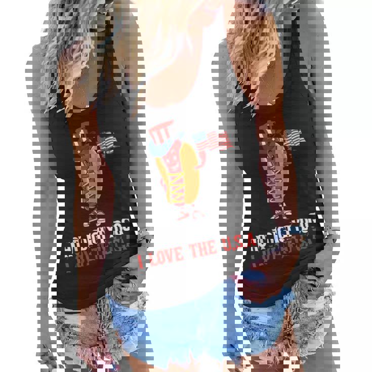 Hot Diggity Dog I Love The Usa - Happy 4Th Of July Hotdog  Women Flowy Tank