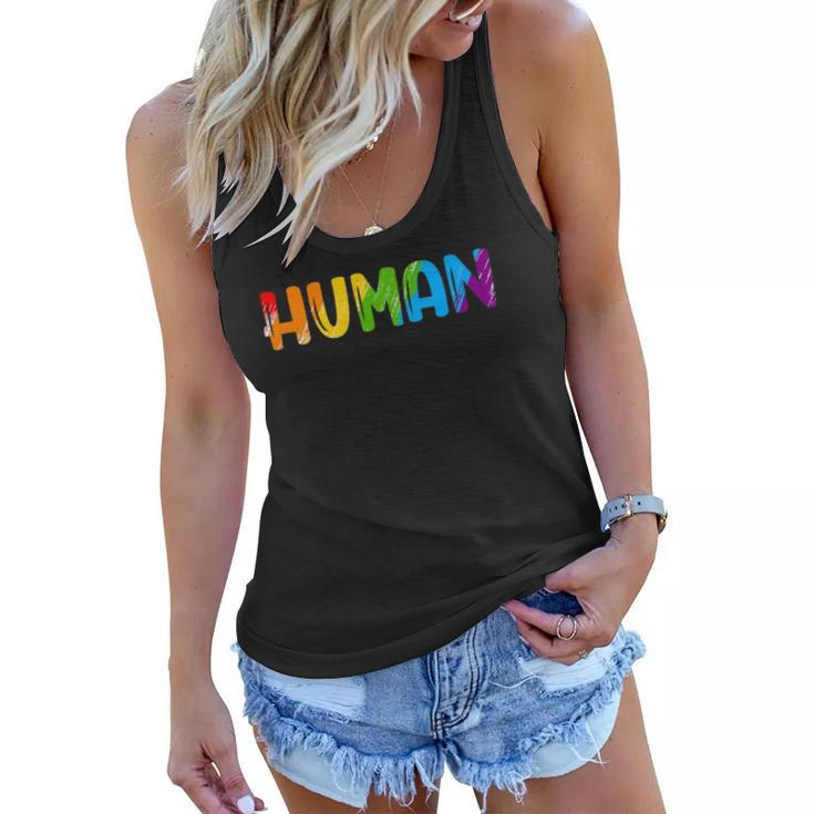 Human Lgbt Rainbow Flag Gay Pride Month Transgender Women Flowy Tank