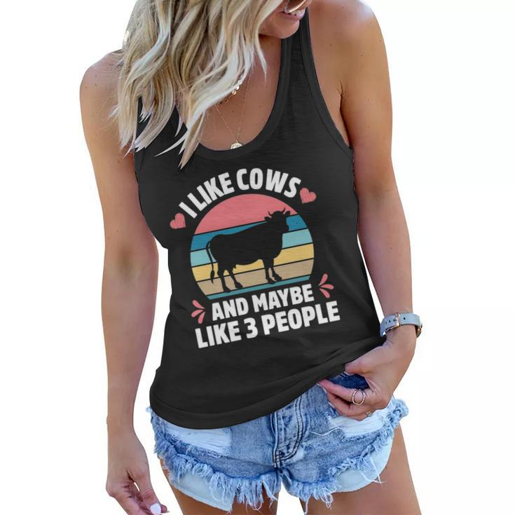 I Like Cows And Maybe Like 3 People Farm Farmer Cow Print  Women Flowy Tank