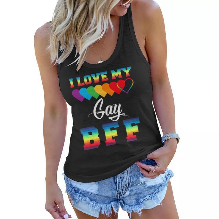 I Love My Gay Bff Rainbow Lgbt Pride Proud Lgbt Friend Ally Women Flowy Tank