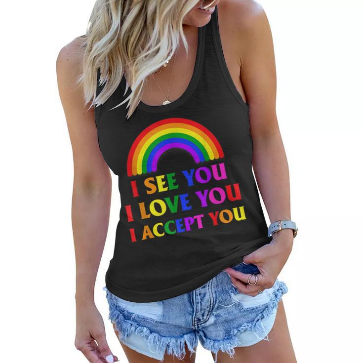 I See I Love You I Accept You - Lgbtq Ally Gay Pride  Women Flowy Tank