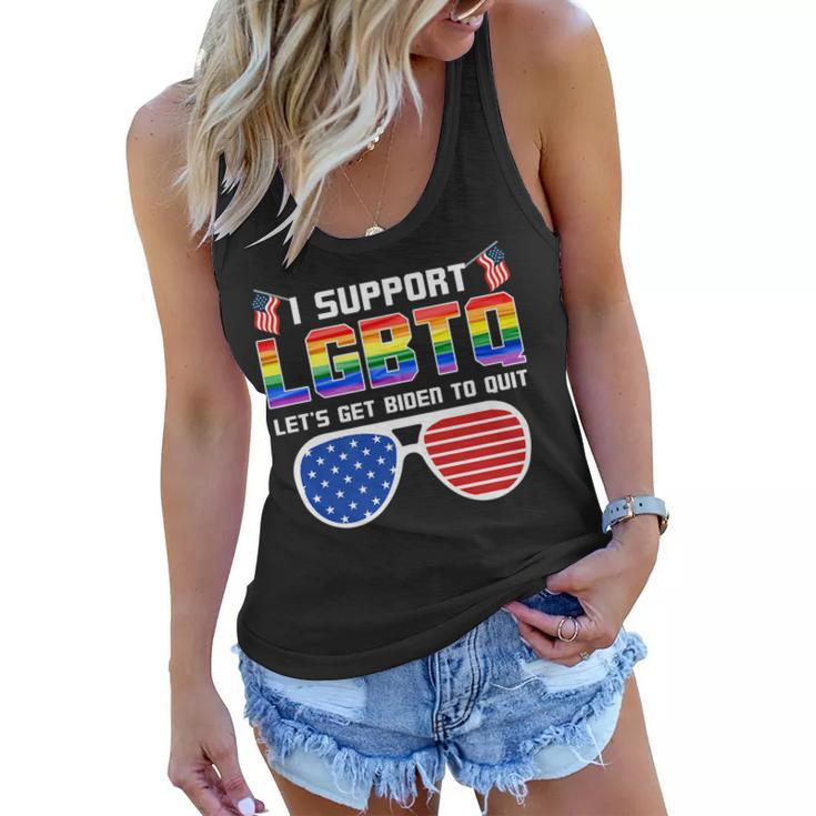 I Support Lgbtq Lets Get Biden To Quit Funny Political   Women Flowy Tank