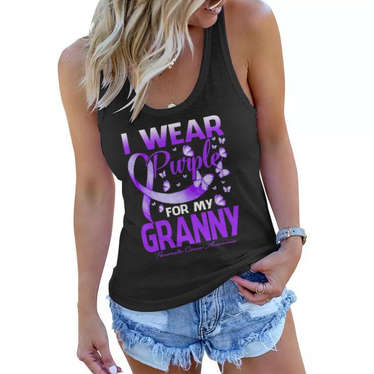 I Wear Purple For My Granny Pancreatic Cancer Awareness Women Flowy Tank
