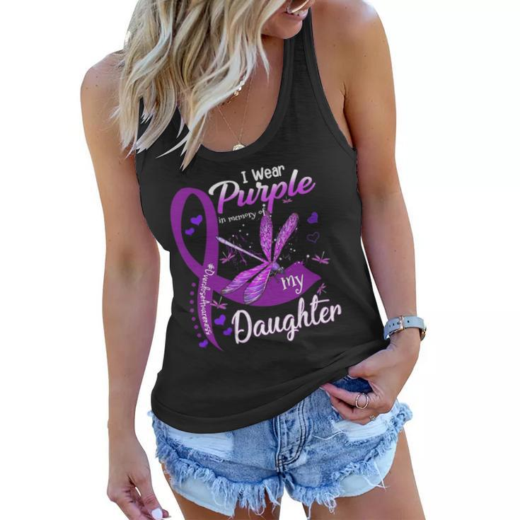 I Wear Purple In Memory For My Daughter Overdose Awareness Women Flowy Tank