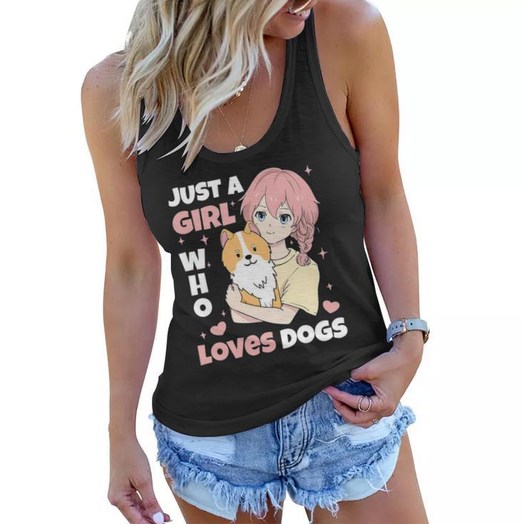 Just A Girl Who Loves Dogs Cute Corgi Lover Outfit & Apparel Women Flowy Tank