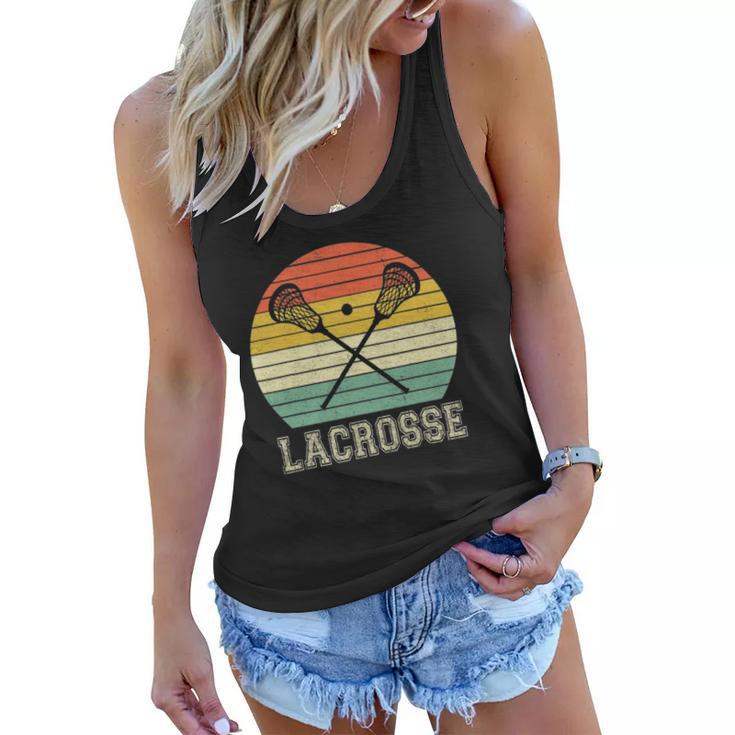 Lacrosse Vintage Retro Lacrosse Stick Sun Gifts Women Flowy Tank