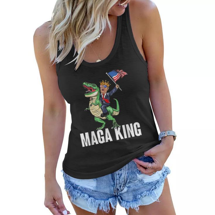 Maga King Trump Riding Dinosaur Women Flowy Tank