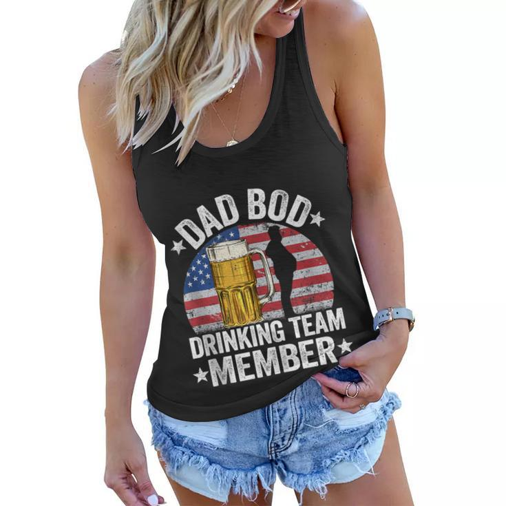 Mens Dad Bod Drinking Team Member American Flag 4Th Of July Beer  Women Flowy Tank