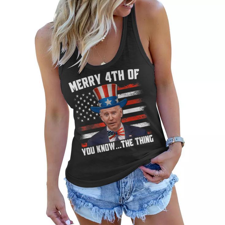 Merry Happy 4Th Of You Know The Thing Funny Biden Confused  Women Flowy Tank