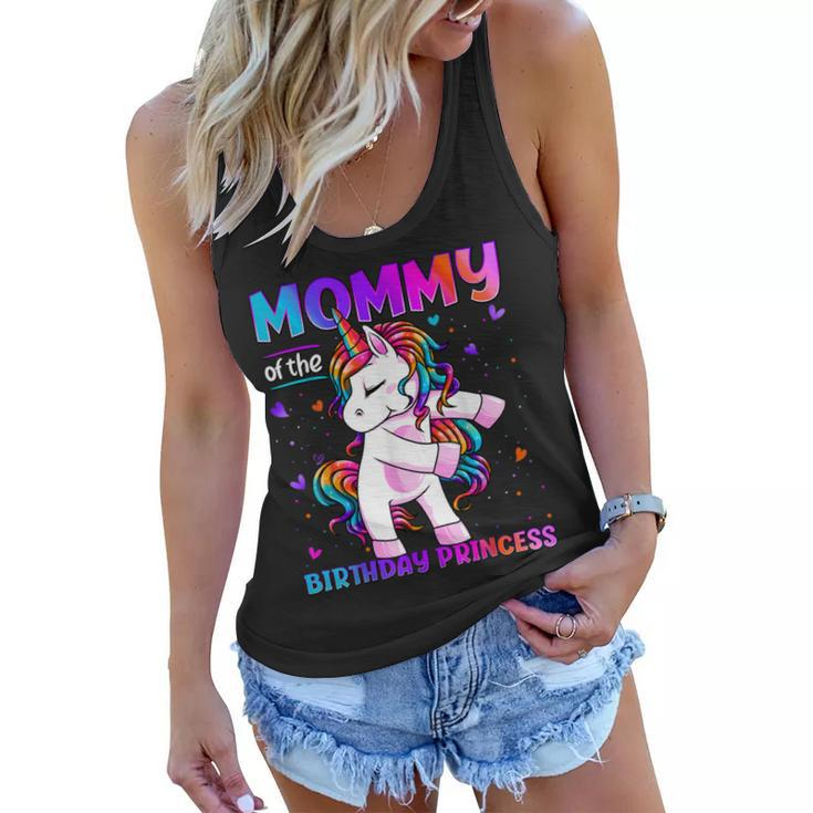 Mommy Of The Birthday Princess Girl Flossing Unicorn Mom  Women Flowy Tank