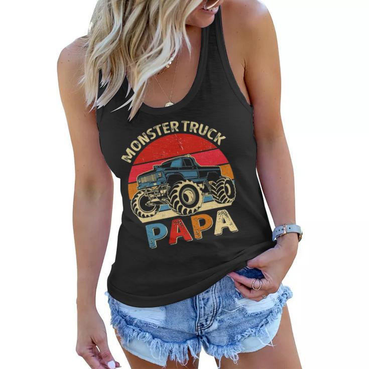 Monster Truck Papa Matching Family Birthday Party Women Flowy Tank