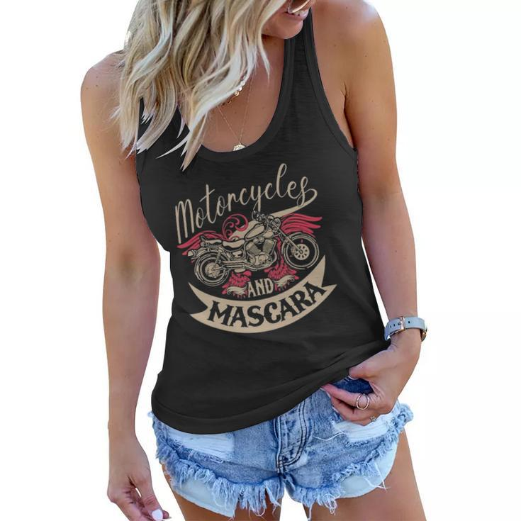Motorcycles And Mascara Clothes Moped Chopper Motocross Women Flowy Tank