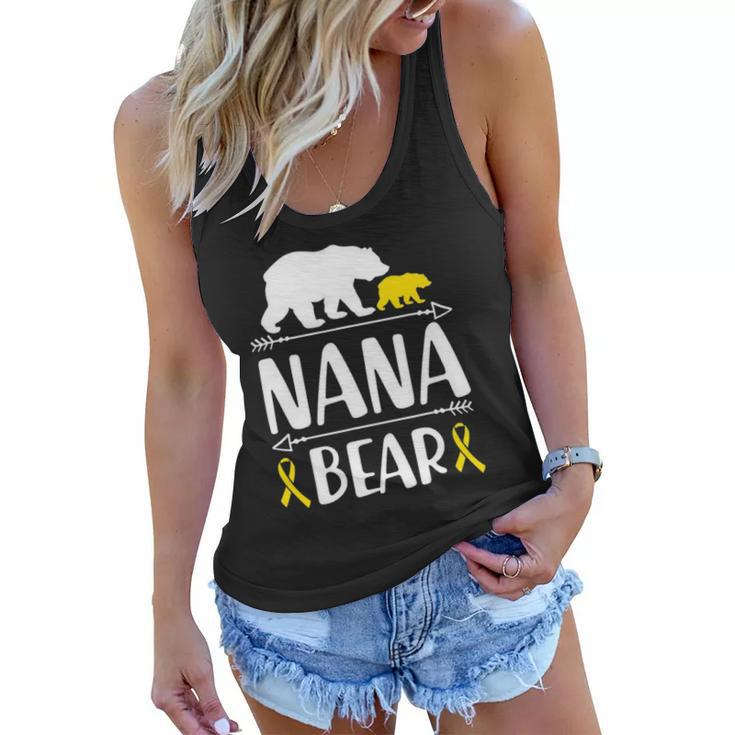 Nana Bear Childhood Cancer Awareness Grandma Of A Warrior Women Flowy Tank