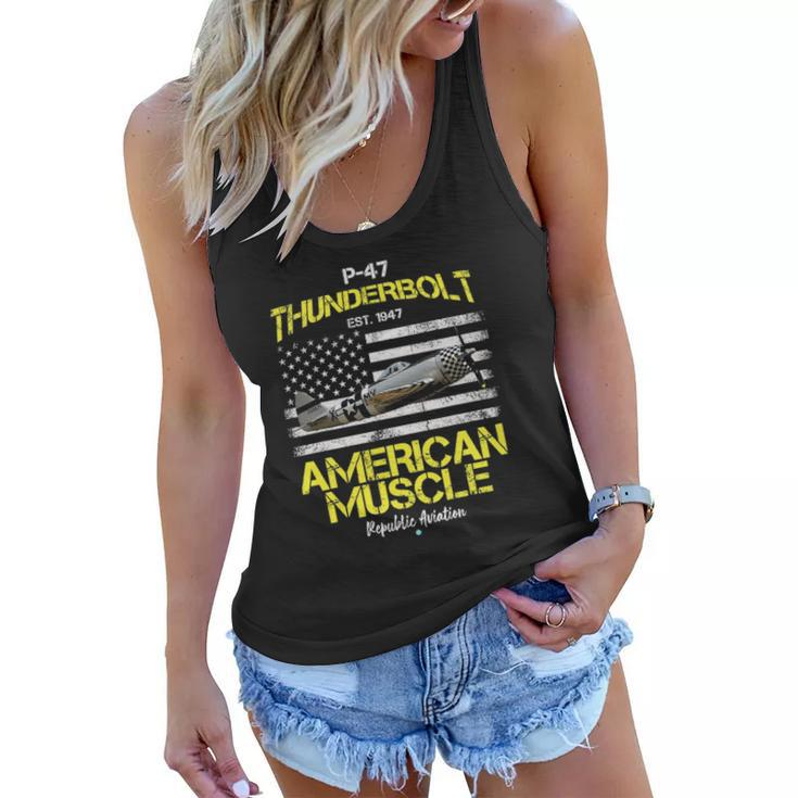 P-47 Thunderbolt Wwii Airplane American Muscle Gift Women Flowy Tank