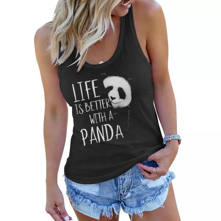 Panda Lovers Life Is Better With A Panda Bear  Women Flowy Tank