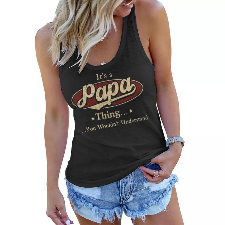 Papa Shirt Personalized Name Gifts T Shirt Name Print T Shirts Shirts With Name Papa Women Flowy Tank