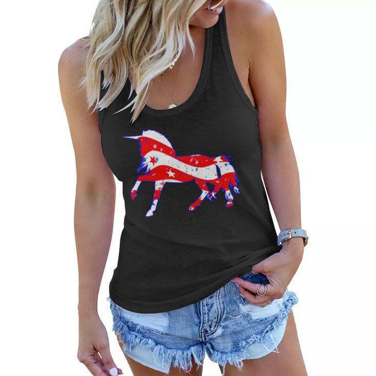 Patriotic Unicorn Funny Memorial Day And 4Th Of July Women Flowy Tank