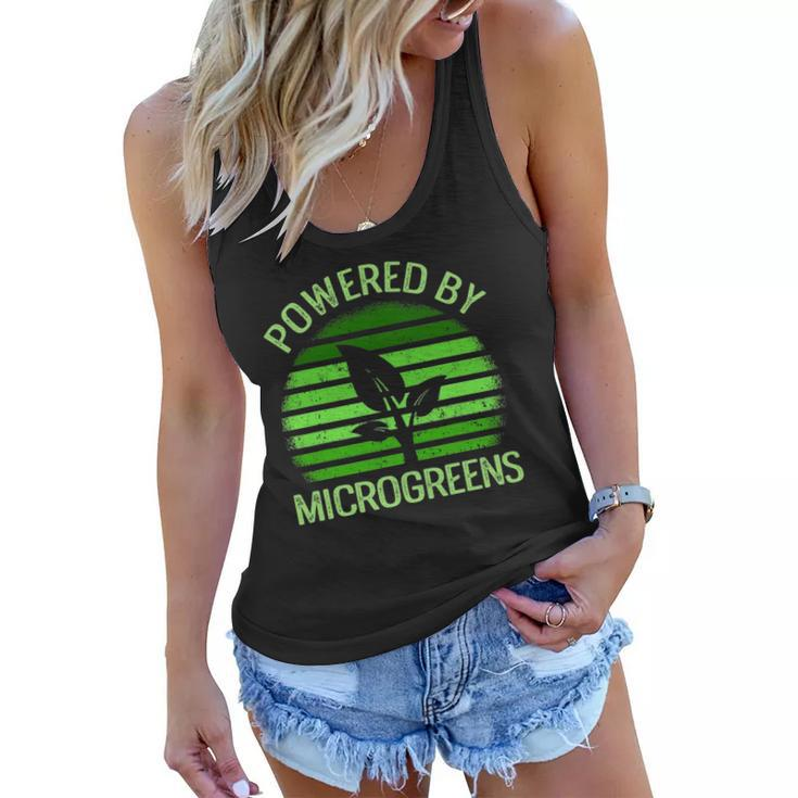 Powered By Microgreens Vegan Urban Farmers Gardening Women Flowy Tank