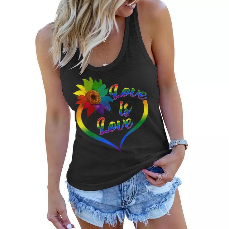 Rainbow Sunflower Love Is Love Lgbt Gay Lesbian Pride  V2 Women Flowy Tank