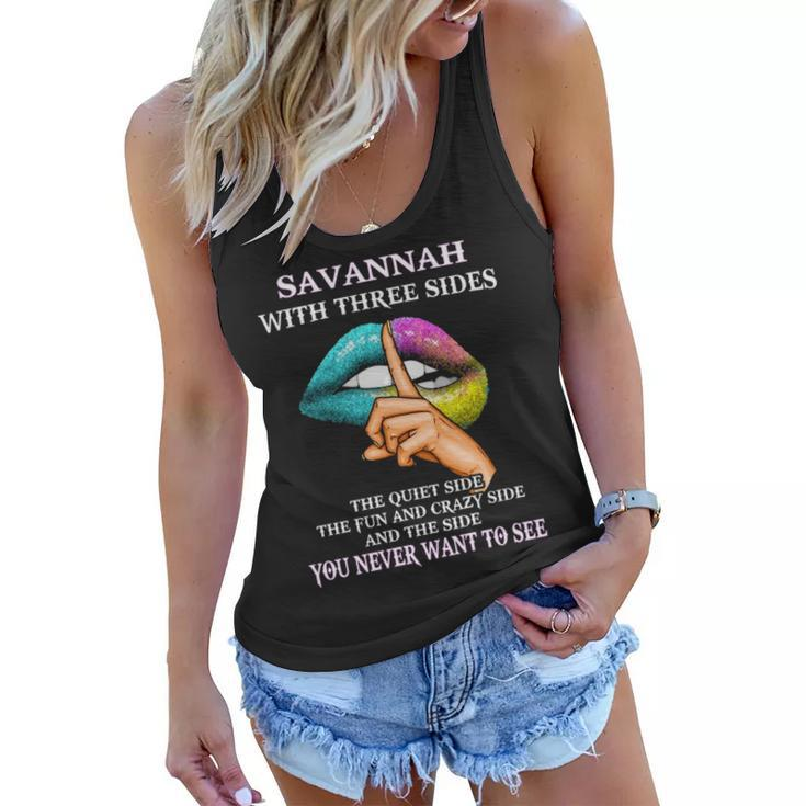 Savannah Name Gift   Savannah With Three Sides Women Flowy Tank