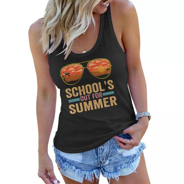 Schools Out For Summer Sunglasses Teacher Last Day Of School Women Flowy Tank