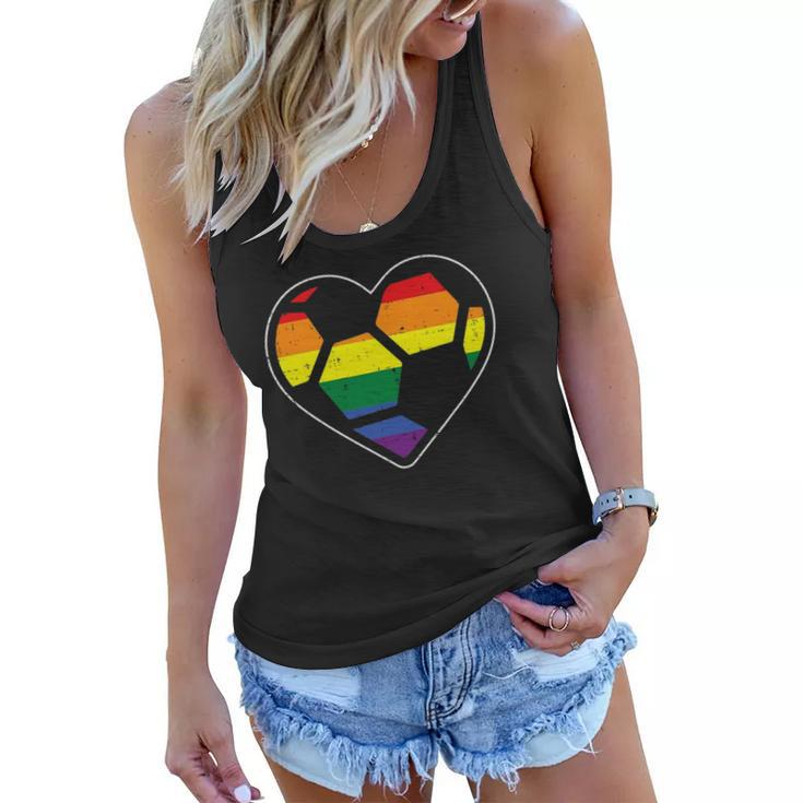 Soccer Heart Sport Lgbtq Rainbow Gay Pride Ally Men Women Women Flowy Tank