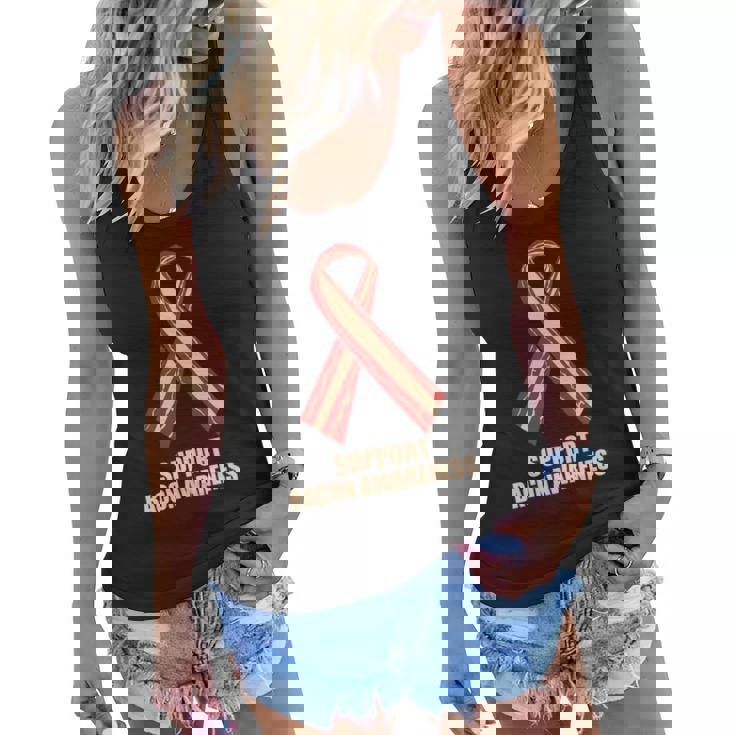 Support Bacon Awareness Ribbon Fun Bacon Women Flowy Tank