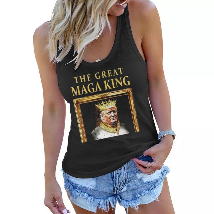 The Great Maga King Trump Portrait Ultra Maga King Women Flowy Tank