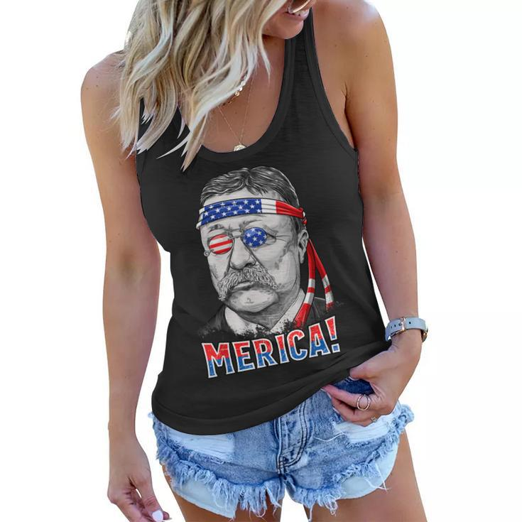 Theodore Roosevelt Merica 4Th July Men Usa Us President  Women Flowy Tank