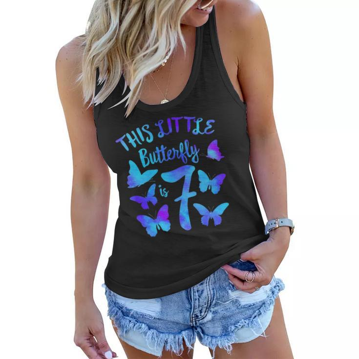 This Little Butterfly Is 7 7Th Birthday Party Toddler Girl Women Flowy Tank