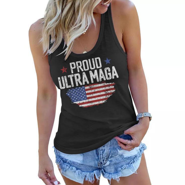 Ultra Maga  American Flag Disstressed Proud Ultra Maga  Women Flowy Tank