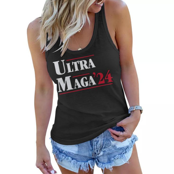 Ultra Maga Retro Style Red And White Text Women Flowy Tank