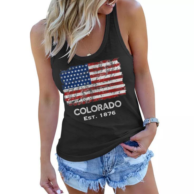 Usa Flag 4Th Of July Colorado   Women Flowy Tank