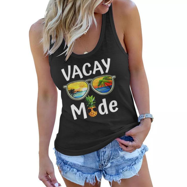 Vacay Mode Family Vacation Summer Sunglasses Beach Pineapple Women Flowy Tank