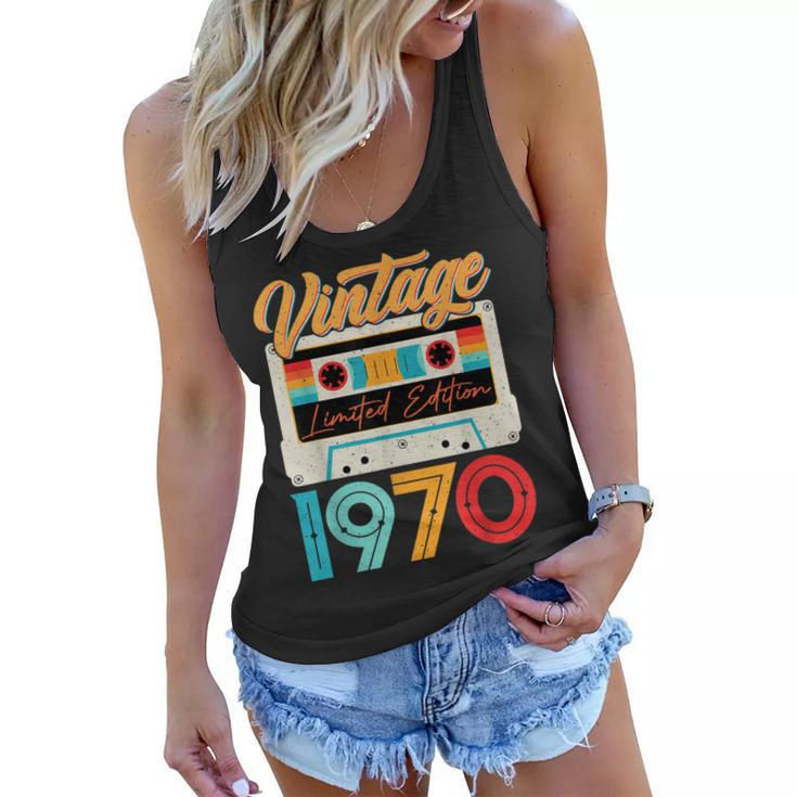 Vintage 1970 Awesome 52 Years Old Retro 52Nd Birthday Bday  Women Flowy Tank