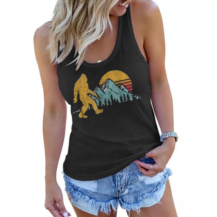 Vintage Retro Bigfoot Believe Silhouette Mountain Sun 234 Shirt Women Flowy Tank