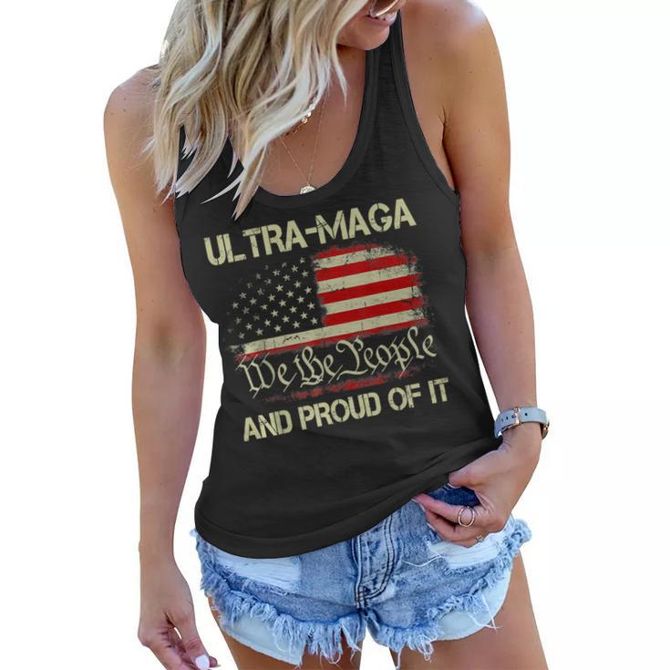 Vintage Ultra Maga And Proud Of It We The People Usa Flag  Women Flowy Tank