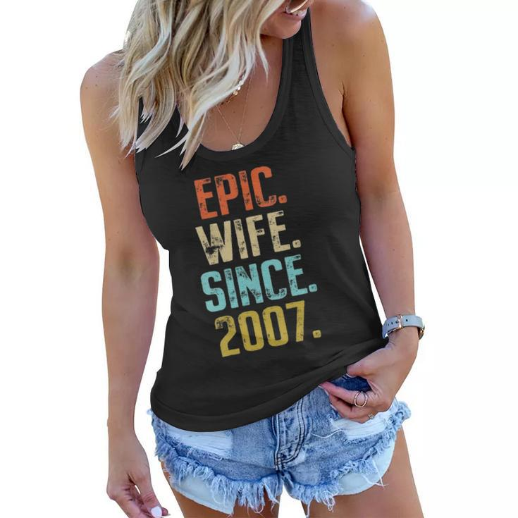 Womens 15Th Wedding Anniversary For Her Best Epic Wife Since 2007 Married Couples Women Flowy Tank