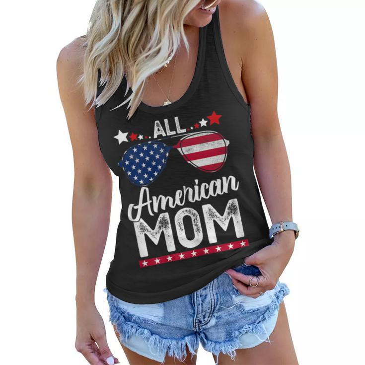 Womens All American Mom 4Th Of July  Mothers Day Women Mommy  Women Flowy Tank