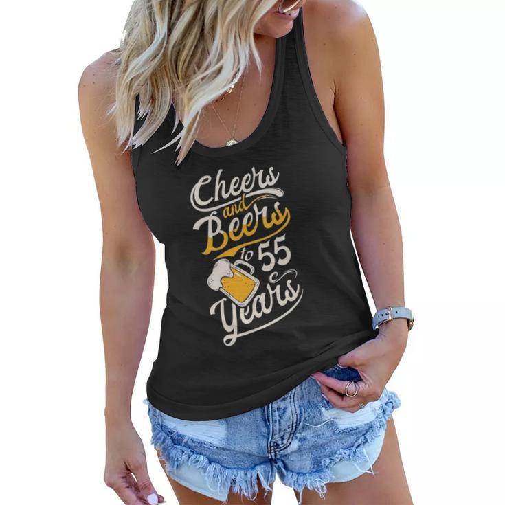 Womens Cheers And Beers To 55 Years - Happy Birthday Women Flowy Tank