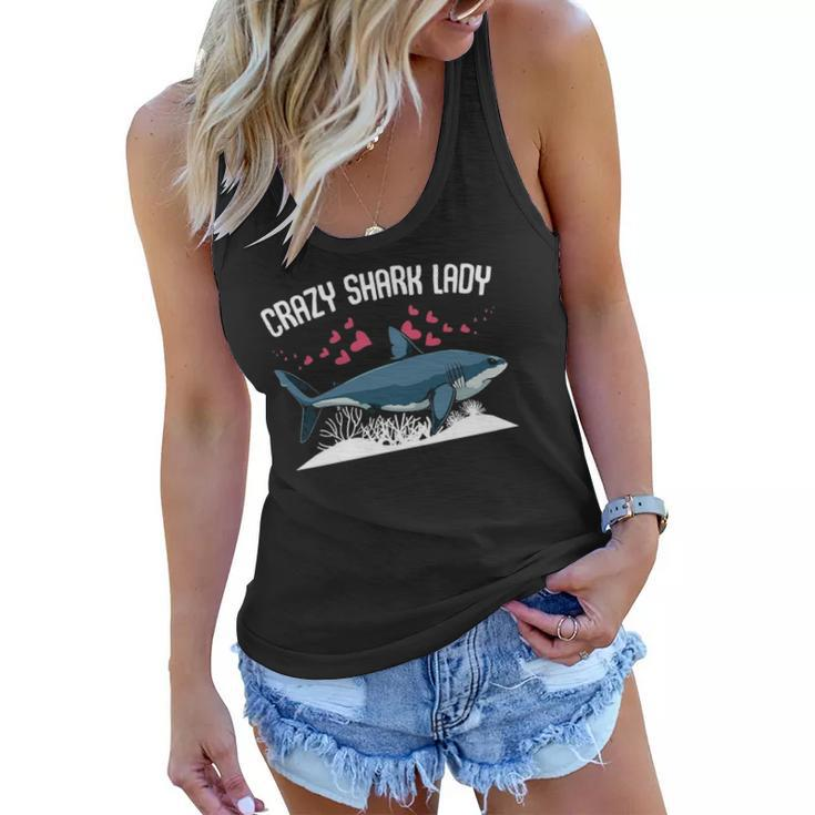 Womens Crazy Shark Lady Animal Ocean Scuba Diving Funny Week Women Flowy Tank