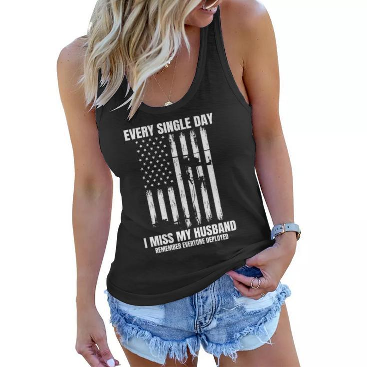 Womens Husband Remember Everyone Deployed Red Friday Military Flag Women Flowy Tank