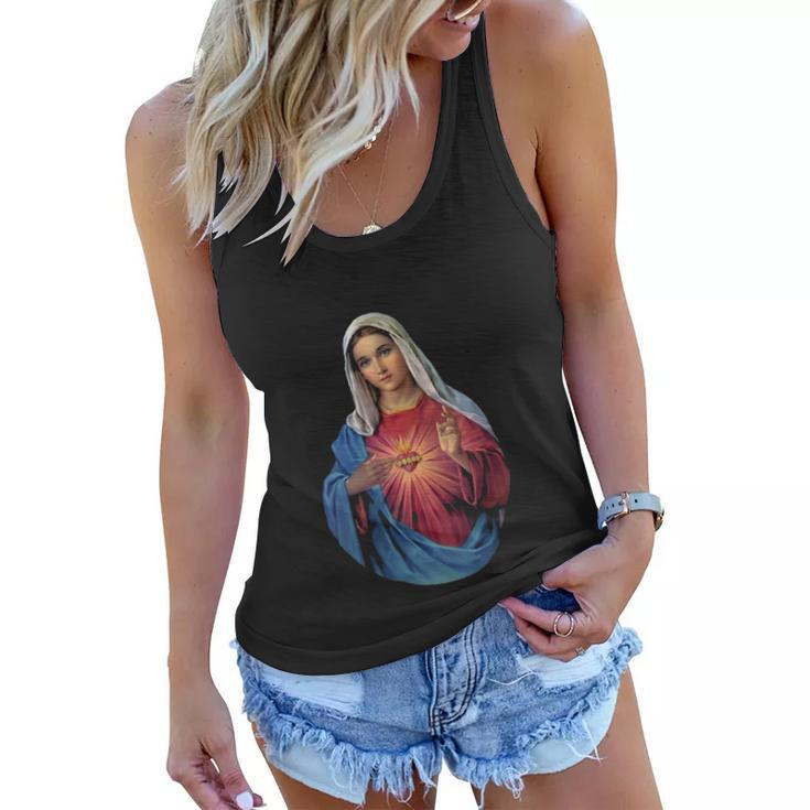 Womens Immaculate Heart Of Mary V-Neck Women Flowy Tank