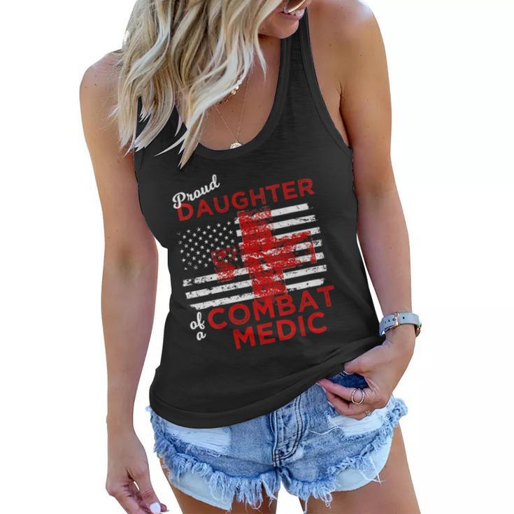 Womens Proud Daughter Of A Combat Medic Distressed Flag  Women Flowy Tank